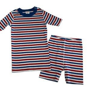 Kids HANNA ANDERSSON Red Blue Stripe Cotton 2 Pc Pajama PJ Set 8 (130)